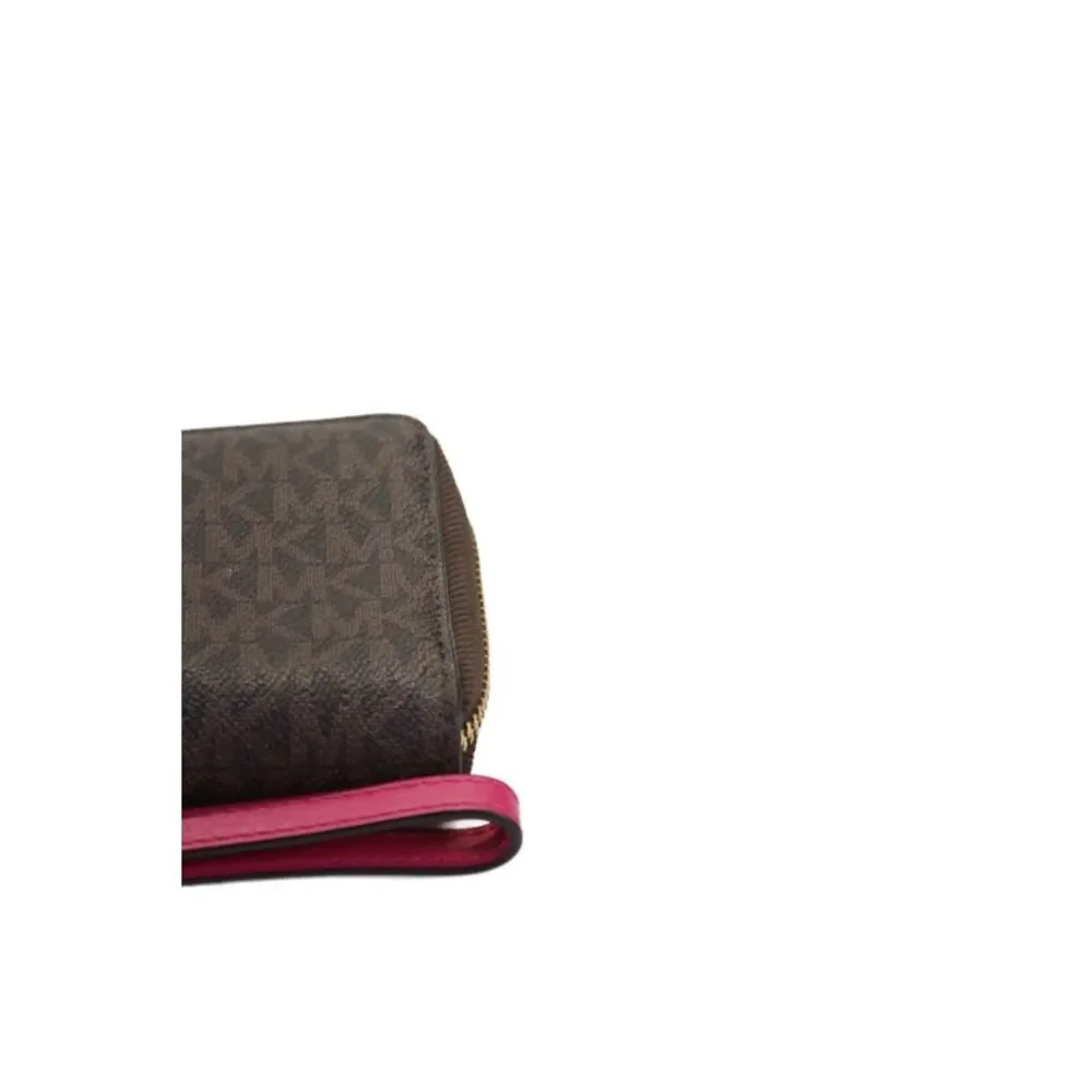 Michael Kors Womens Leather Monogram Card Wallet Brown 7in.